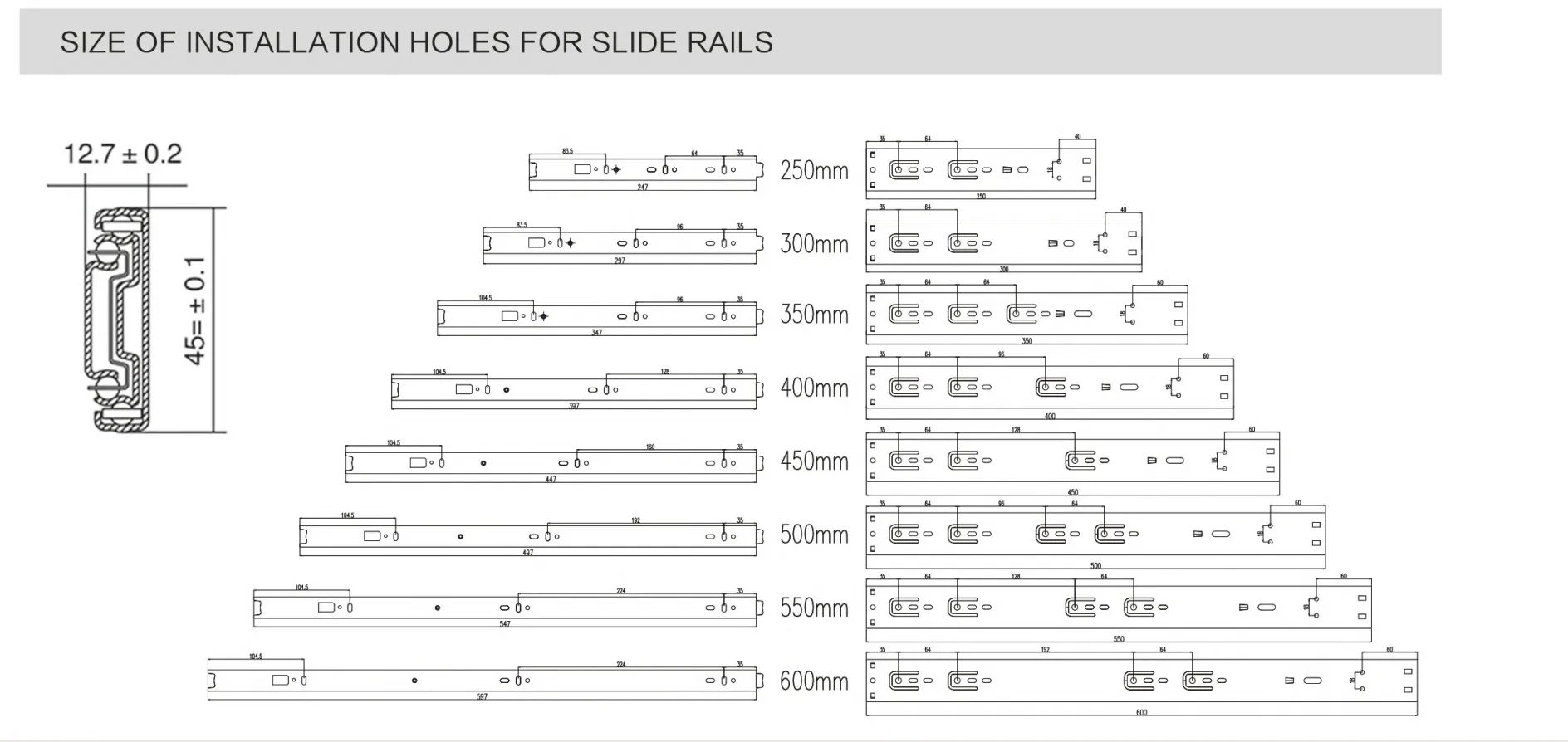 Wholesale Ball Bearing Slides 3-Fold-HS4512-Regular Style